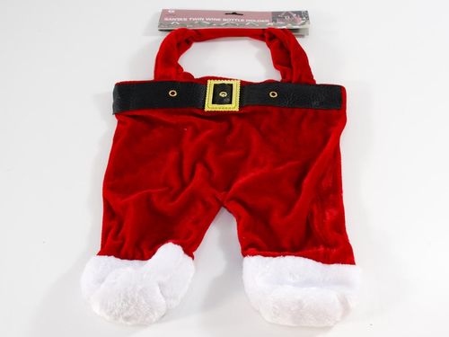 Cesta dos botellas en pantalón de Papá Noel 31 cm