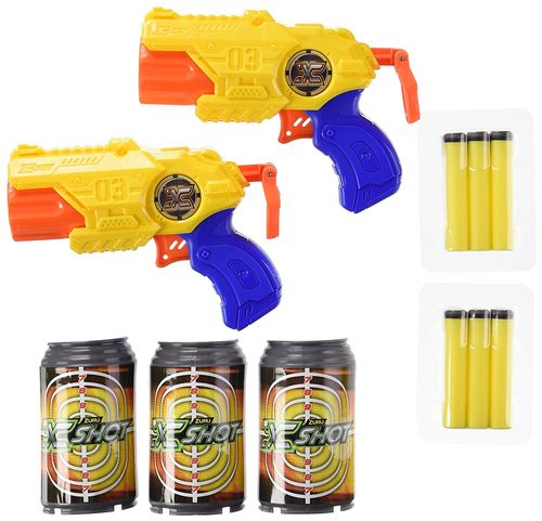 X-Shot - Set 2 pistolas micro x 3 y 12 dardos y 3 medias latas