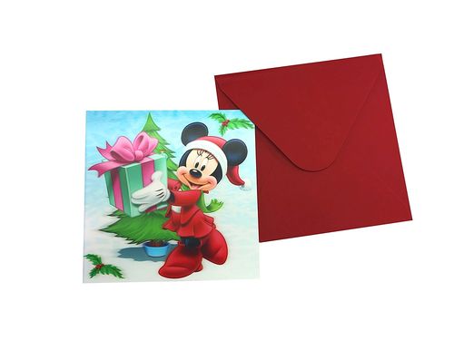 Tarjeta Christmas lenticular efecto 3D con stickers Minnie Mouse Disney