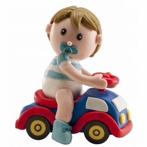 Figura bautizo niño coche 8cm