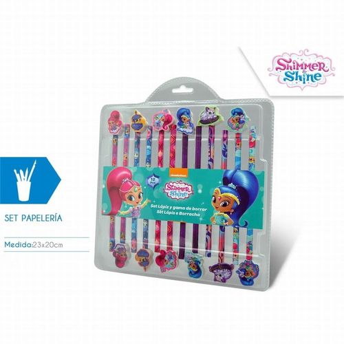 Set 12 lápices gomas Shimmer and Shine