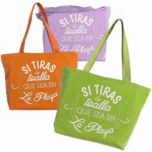 Bolsa playa "Si tiras la toalla que sea en la playa" naranja 50 x 13 x 35 cm