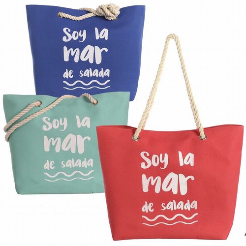 Bolsa playa " Soy la mar de salada" Azul 51 x 16 x 36 cm