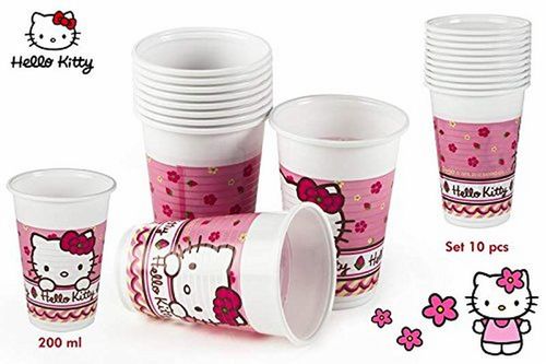 Pack de 10 vasos de plástico de Hello Kitty