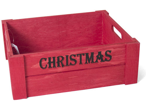 Caja madera navidad roja 36X30X13cm