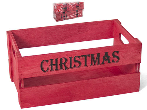 Caja madera navidad roja 27X16X12.5m