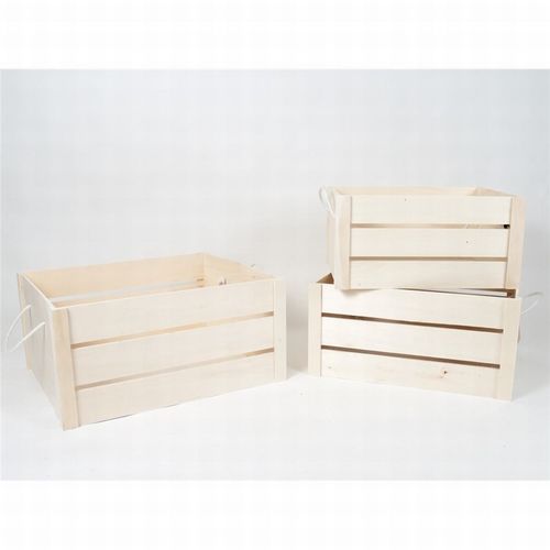 Set de 3 cajas de madera con asas