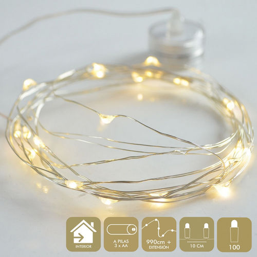 Micro-led 100 luces Navidad metal cálido