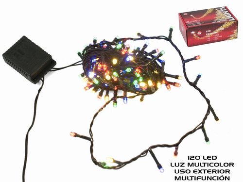 Guirnalda led 120 luces exterior 5+5 metros multicolor