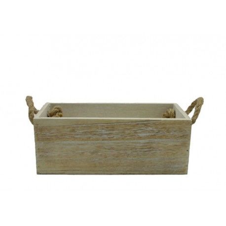 Caja Madera Rectangular Envejecida con cuerda