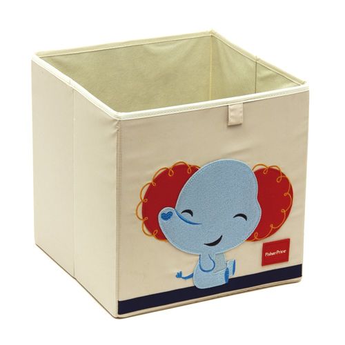 Cubo de almacenaje contenedor textil infantil elefante 33x33cm