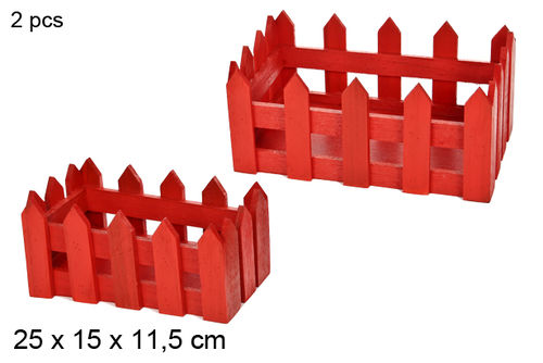 Set de 2 jardineras de madera rojas