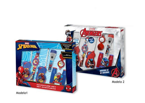 Set Aventura + walkie talkie Spiderman y Avengers