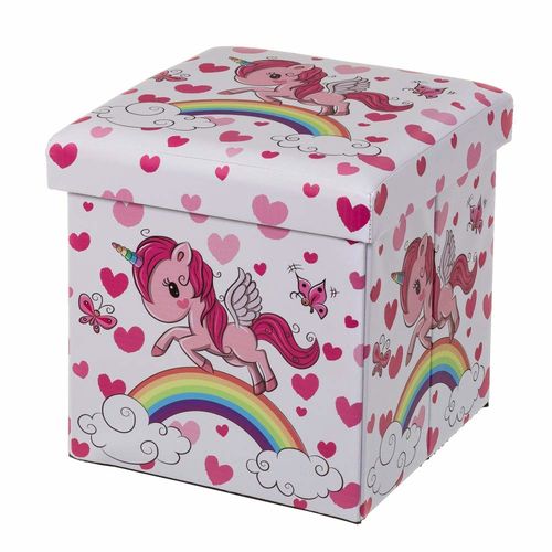 Puff de Unicornio de Madera tapizado Rosa Infantil para Dormitorio Child