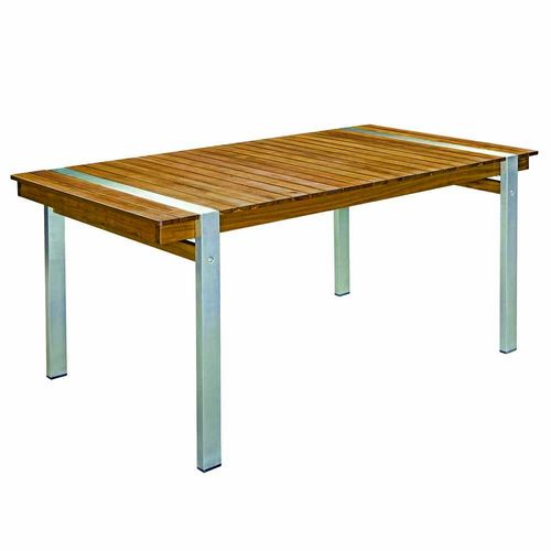 Mesa grande de madera y acero inoxidable Norah