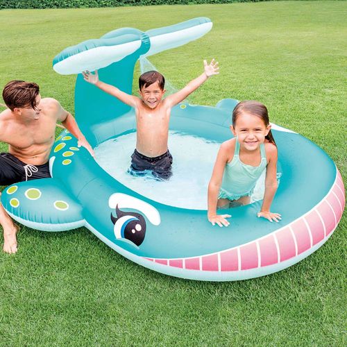 Piscina Hinchable Ballena con aspersor