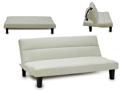 Sofa abatible cuero sintético blanco