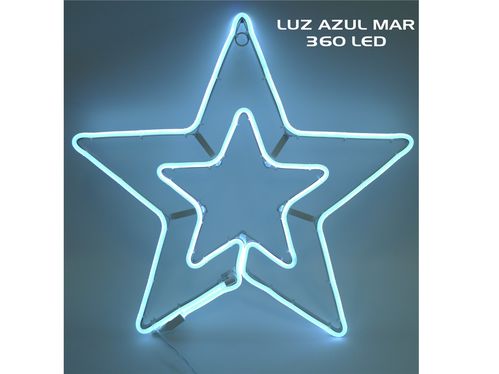 Estrella Navidad 360 LED neon azul mar exterior 52x50cm