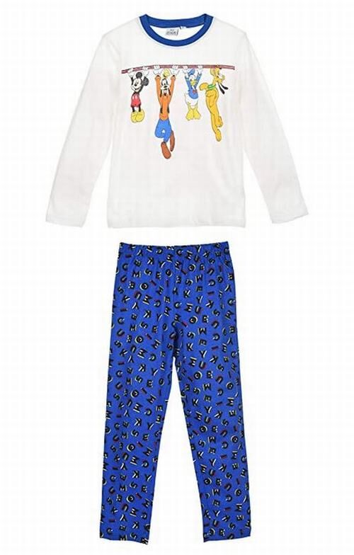 Pijama largo jersey blanco Mickey Mouse