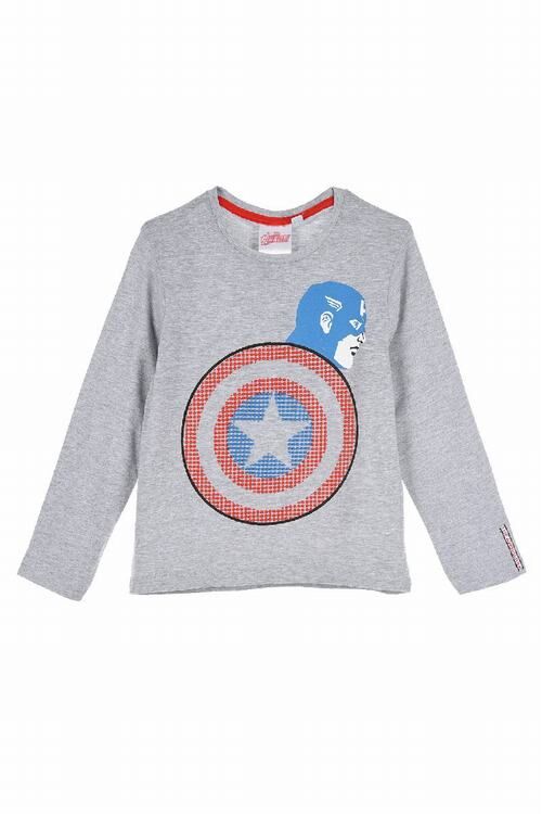 Camiseta manga larga gris Capitán América Avengers