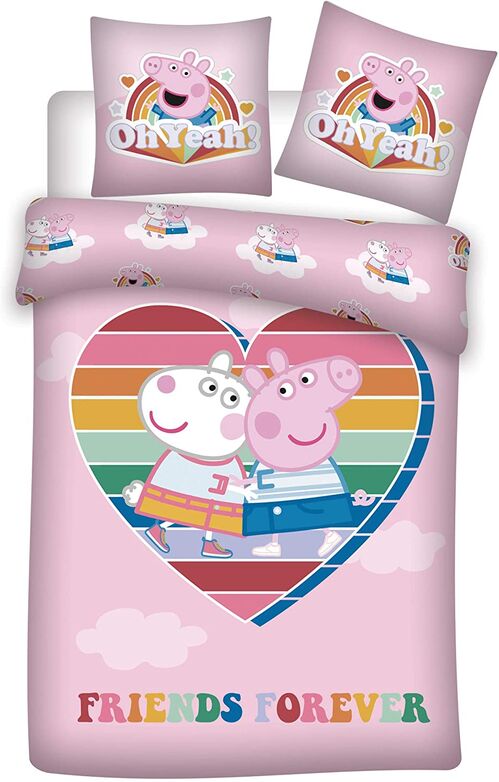 Ropa de cama de Peppa Pig "Friends forever" 140x200 cm