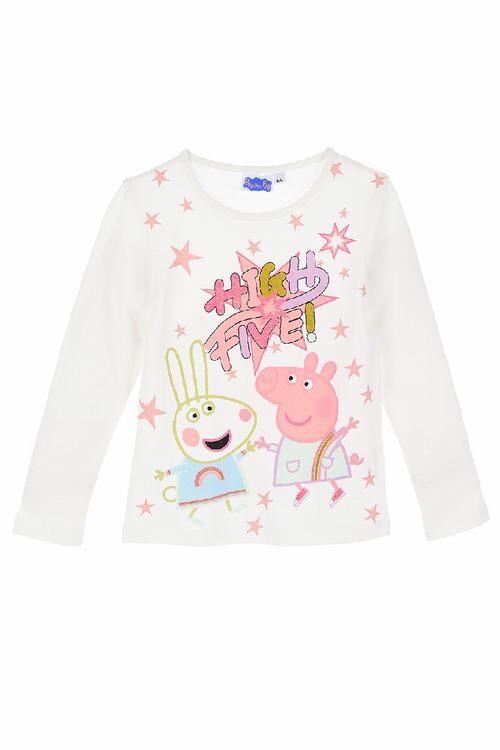 Camiseta manga larga blanca Peppa Pig "High Five"