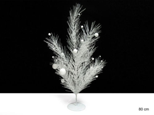 Árbol Bolas Blanco Decoración Navidad 80 cm