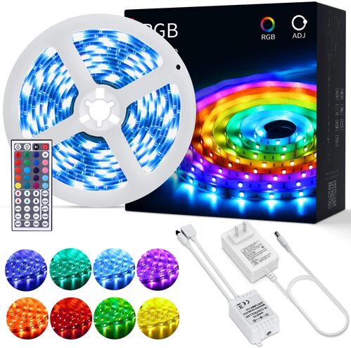 Tira LED RGB 5M 5050 con Control Remoto de 44 Claves 150 LEDs