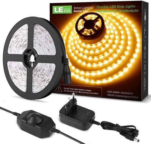 Tiras Led Regulables, 5M 1200lm, Blanco Cálido 3000K, 300 LEDs