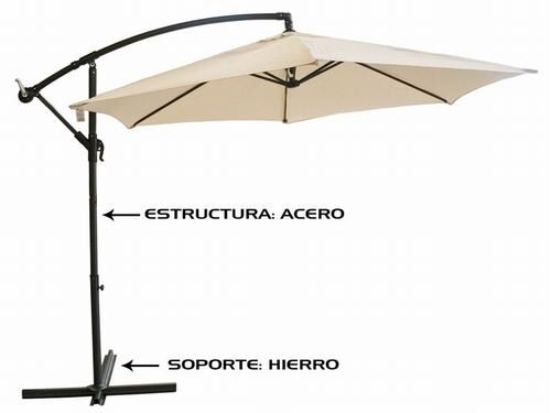 Sombrilla excéntrica beige tubo aluminio 48/42 mm 3 metros