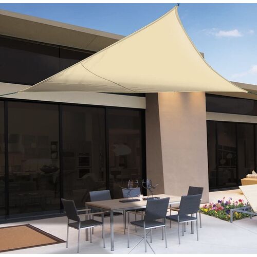 Parasol triangular poliester crema 3.6 x 3.6 x 3.6 metros