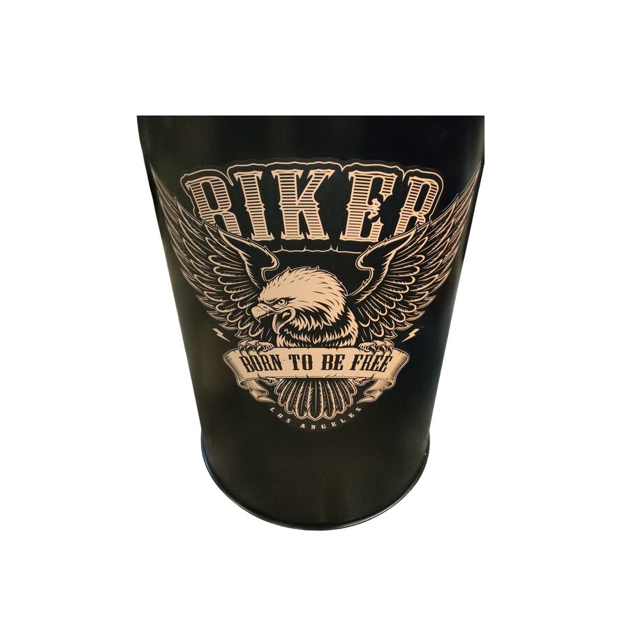 Bidn de Metal mesa alta Barril Industrial lacado "Biker Born to be free" 90 x 57 cm