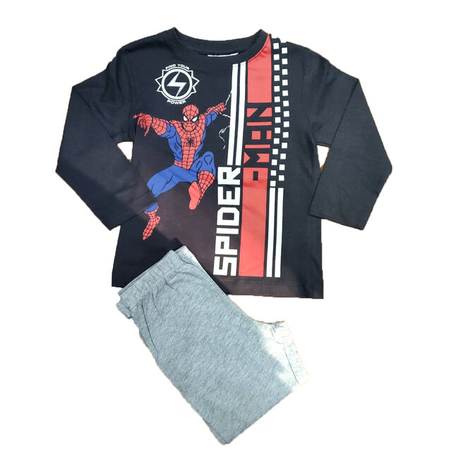 Pijama largo gris oscuro Spiderman Marvel 3 años