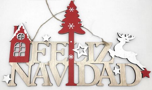 Cartel colgante Feliz Navidad 42 x 22 cm