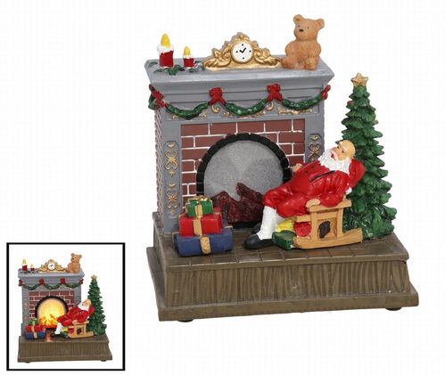 Chimenea decoración Navidad Santa Claus 18 leds amarillos