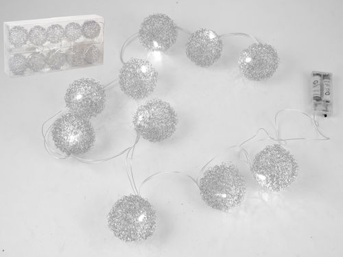 Set 10 bolas metálicas 10 led plata