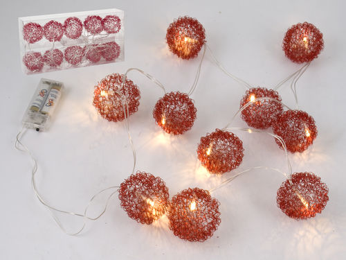 Set 10 bolas metálicas 10 led Rojo