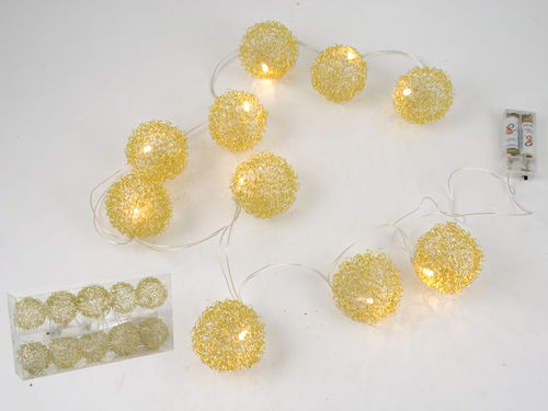 Set 10 bolas metálicas 10 led Oro