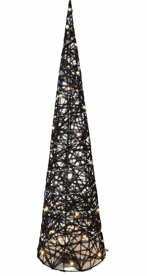 Cono negro decoración Navidad 40 leds 80 cm