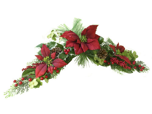 Colgante decoración Navidad arco Poinsettia 88 cm