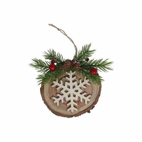 Colgante Pino copo nieve decoración Navidad 11 cm