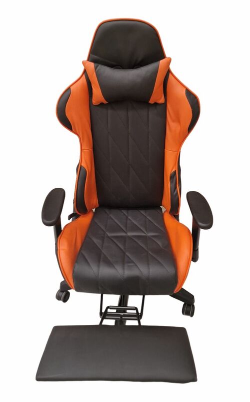 Silla Gaming profesional naranja y negra y reposapies RQ8019B