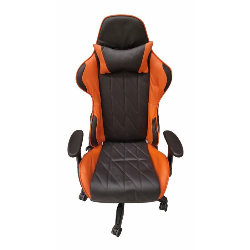 Silla Gaming profesional naranja y negra y reposapies RQ8019B