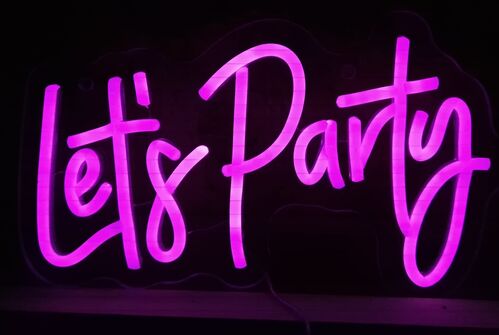 Cartel led sumergible decoración exterior "Lets Party" 36.6 x 17 cm