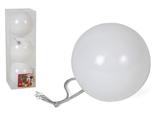 Set 3 bolas  brillo blanco10 cm