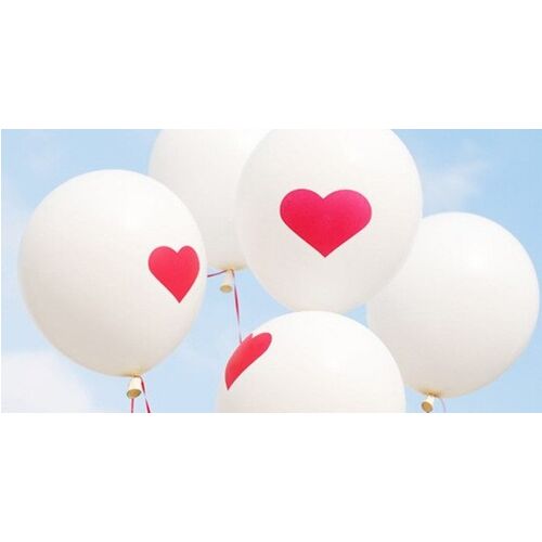 Set 6 globos blancos "Hearts"