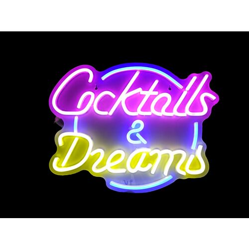 Cartel led decoración "Cocktails & Dreams" 31 x 40 m