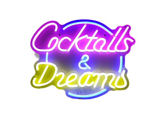 Cartel led decoración "Cocktails & Dreams" 31 x 40 m