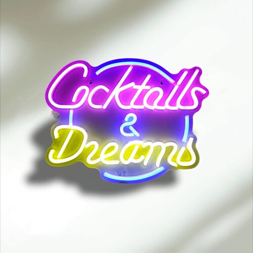 Cartel led decoración "Cocktails & Dreams" 31 x 40 m