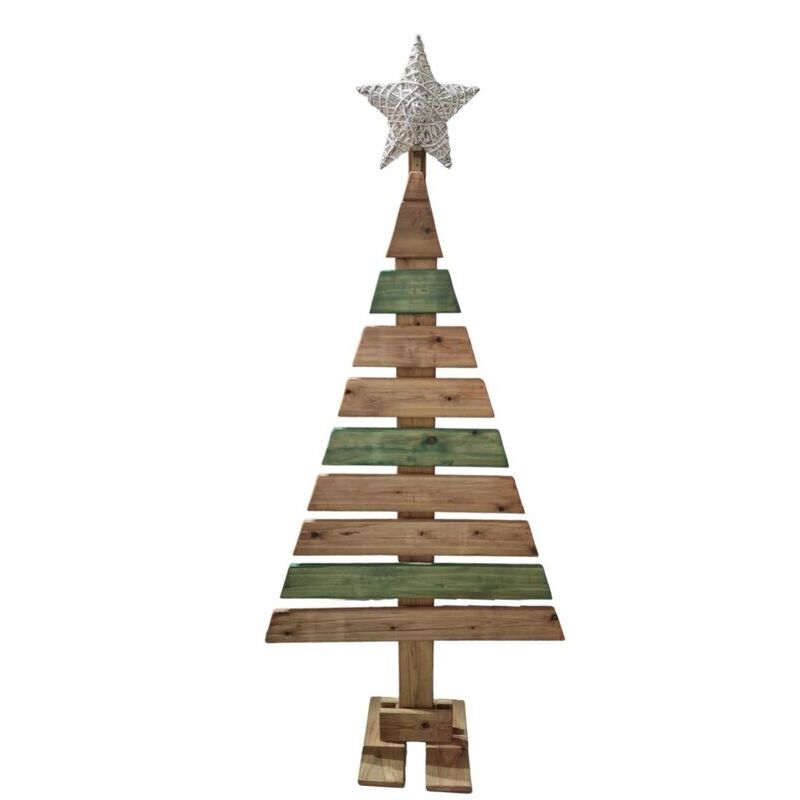 Árbol Navidad artesanal ecológico de madera con estrella 210 x 97 cm